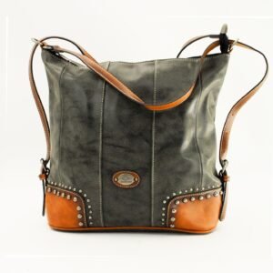 cartera mujer símil cuero verde y terracota diseño funcional Vonna Chic