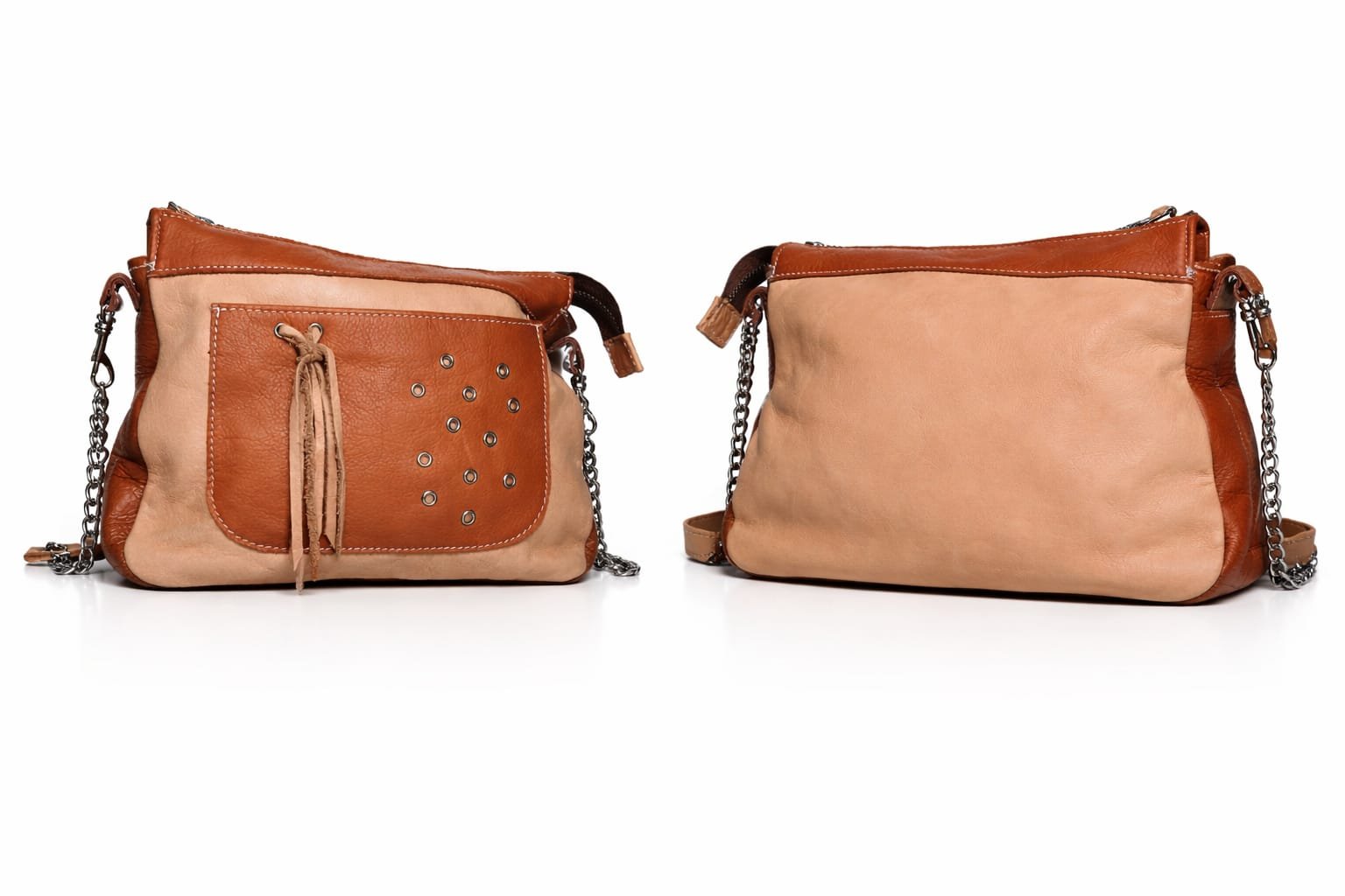 bandolera mujer 100% cuero genuino tonos nude y terracota diseño elegante Vonna Chic