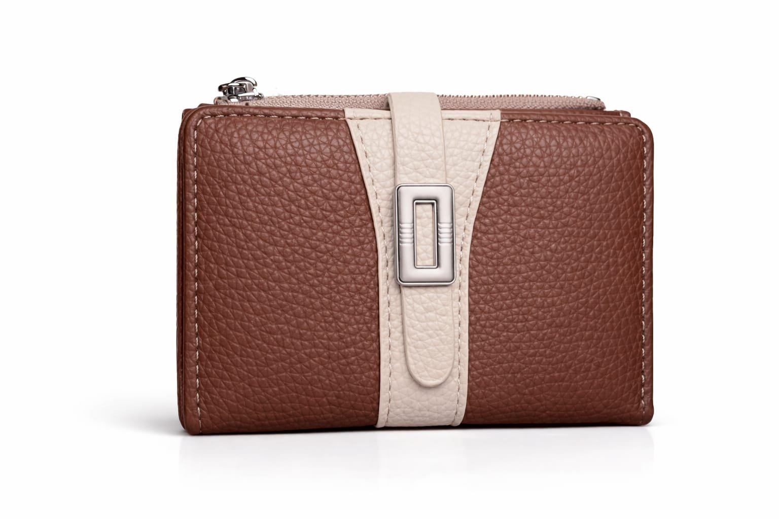 billetera mujer ecocuero chocolate y nude diseño bicolor Vonna Chic