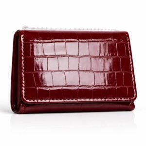 monedero mujer bordó ecocuero textura croco diseño clásico Vonna Chic