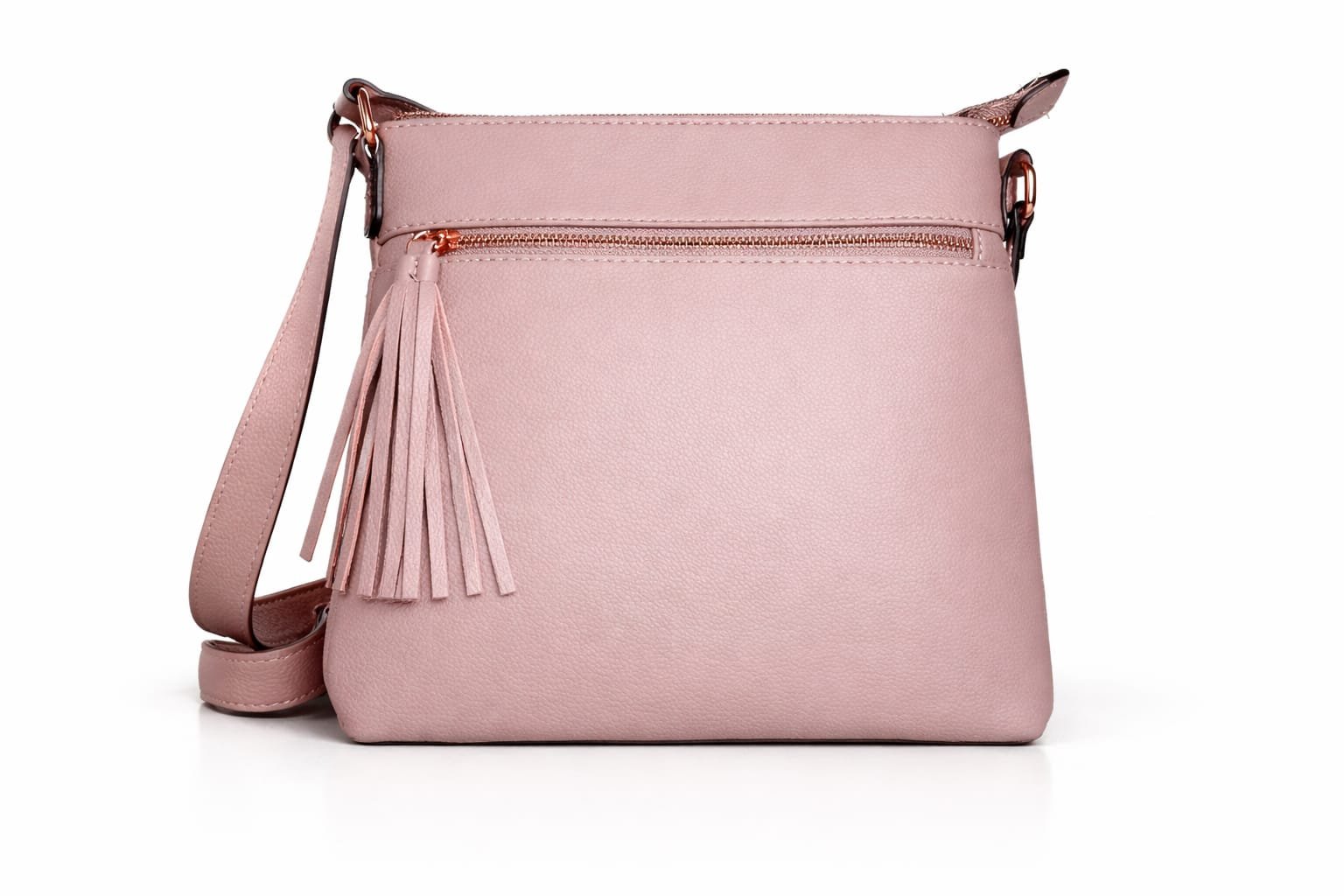 bandolera mujer cuero vegano color rosa empolvado diseño minimal Vonna Chic