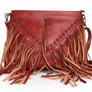 cartera bandolera mujer flecos simil cuero negro rojo estilo boho Vonna Chic
