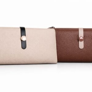 billetera mujer eco cuero beige marrón diseño minimal billetera larga Vonna Chic