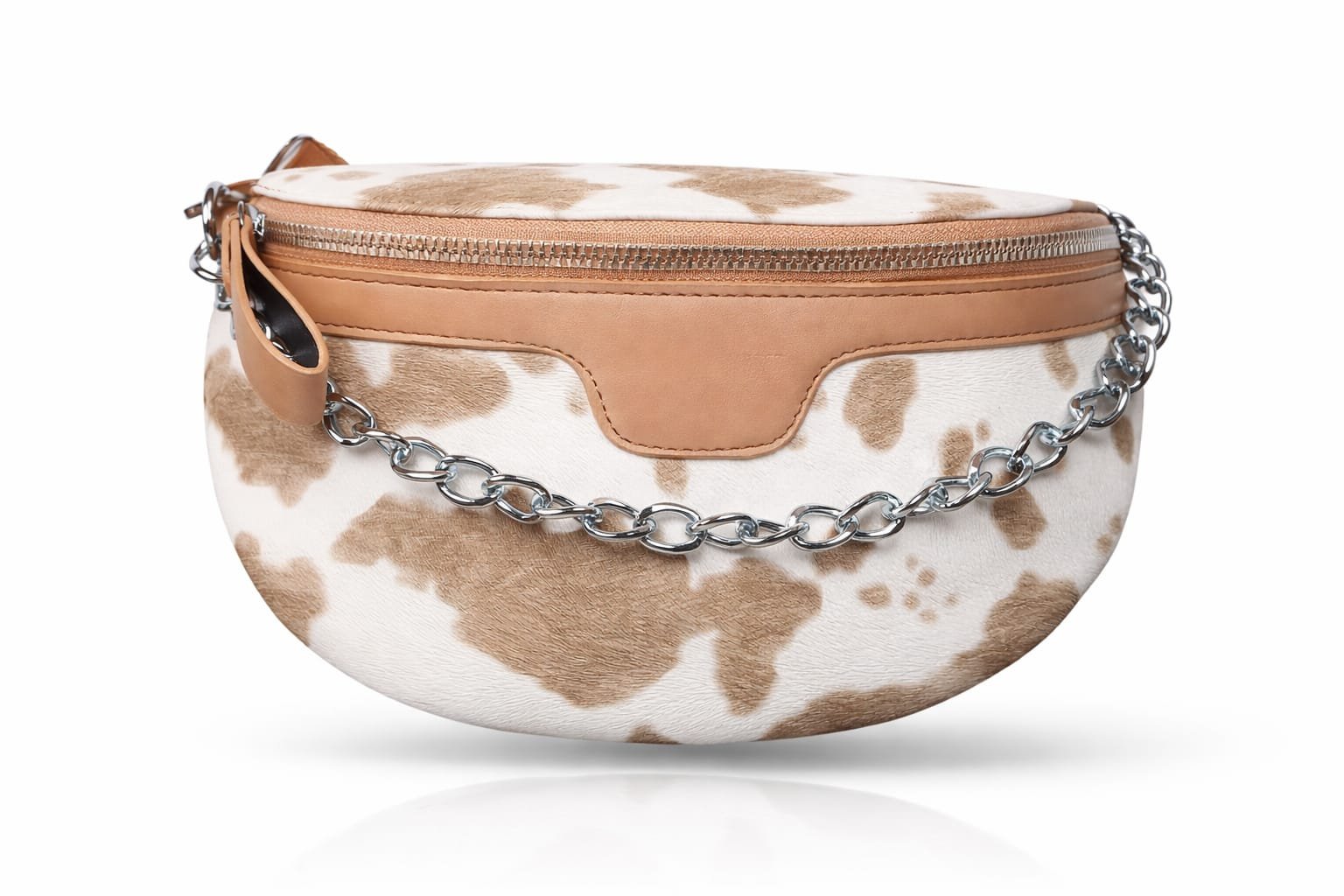 bandolera mujer sintética animal print tonos neutros con cadena Vonna Chic