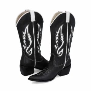 texana bordada negro y blanco