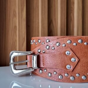 Cinto Wide Stud Terracota