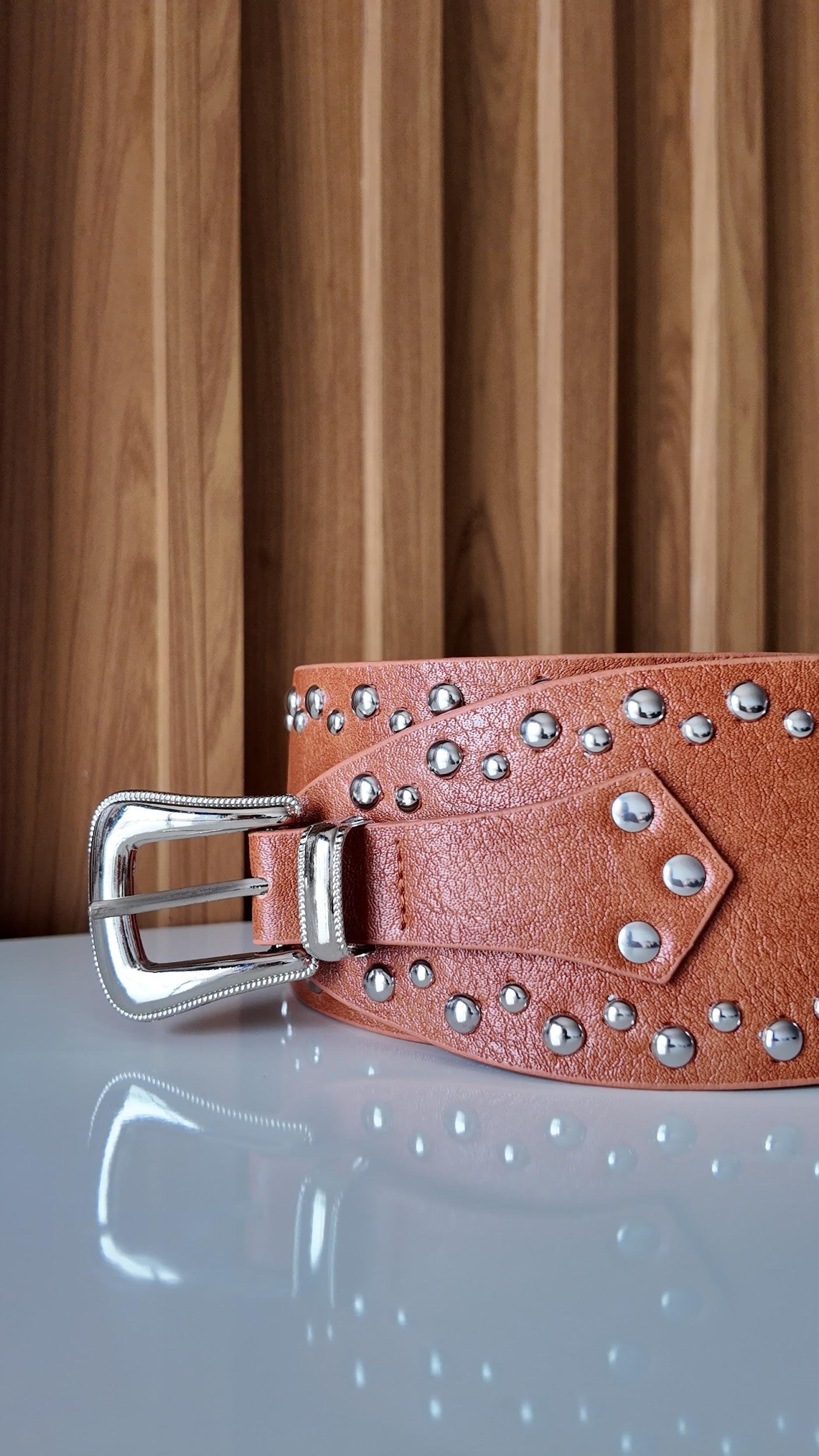 Cinto Wide Stud Terracota